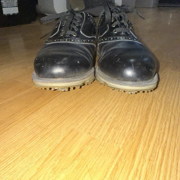 FootJoy DryJoys Tour Golf Oxford Men Shoes Black Leather Croc Size 10.5 Wide